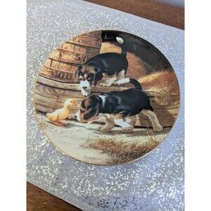 Vtg Puppy Playtime Duck "Getting Acquainted" 1987 Jim Lamb 8.5" Porcelain Plate